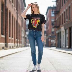 Viacom Beavis and‎ Butt-Head Graphic Tee M/L Charcoal Excellent Ribbed Crop Top